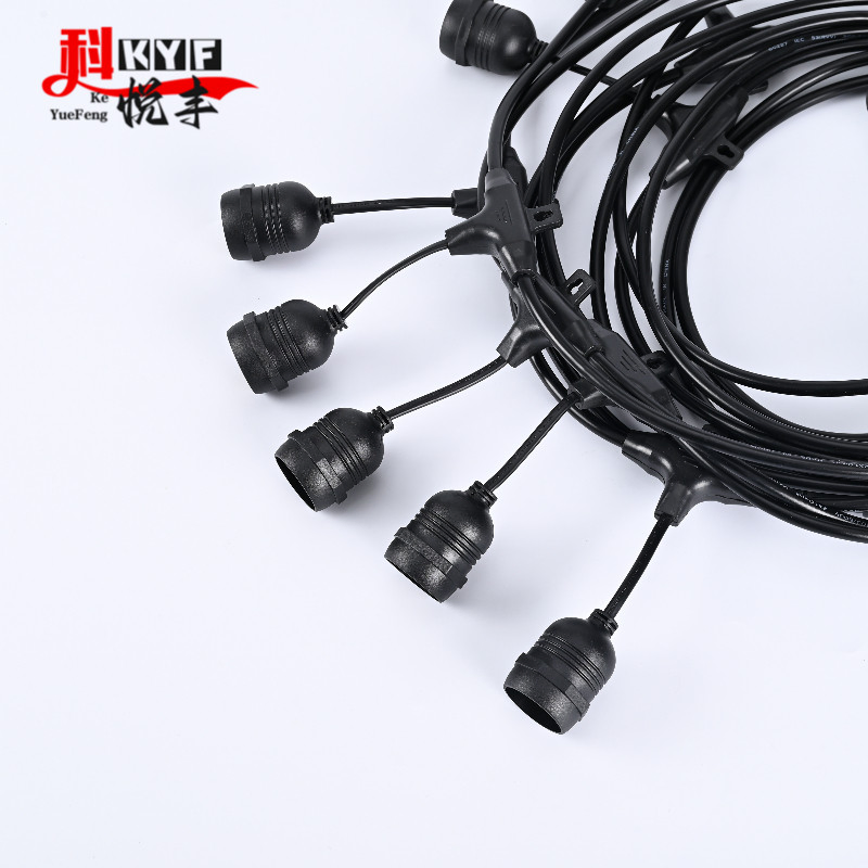 Luzes de Cordão Exteriores à Prova d'Água S14 com Cabo Preto IP65 para Uso no Jardim