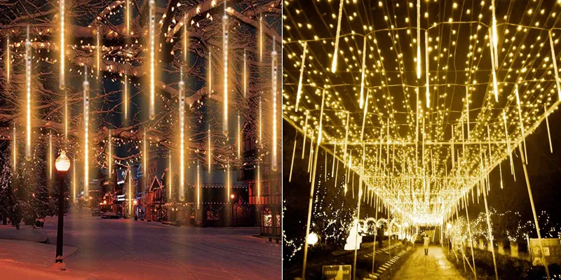 50cm 8 Tubos Luzes de Natal Decoração Externa Tubo Mini LED Luzes de Chuva de Meteoros