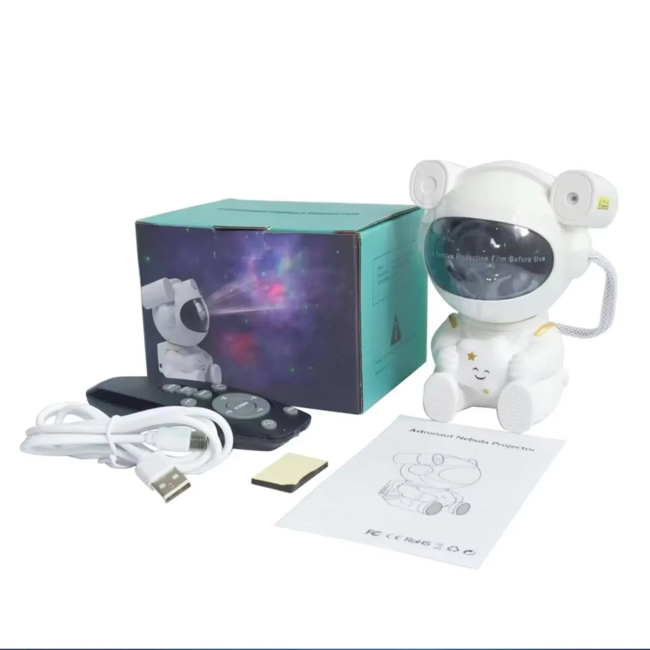 Projetor de Estrelas Luz Noturna Galáxia Astronauta Projetor Espacial, Lâmpada LED Nebulosa Estrelada para Natal Aniversários