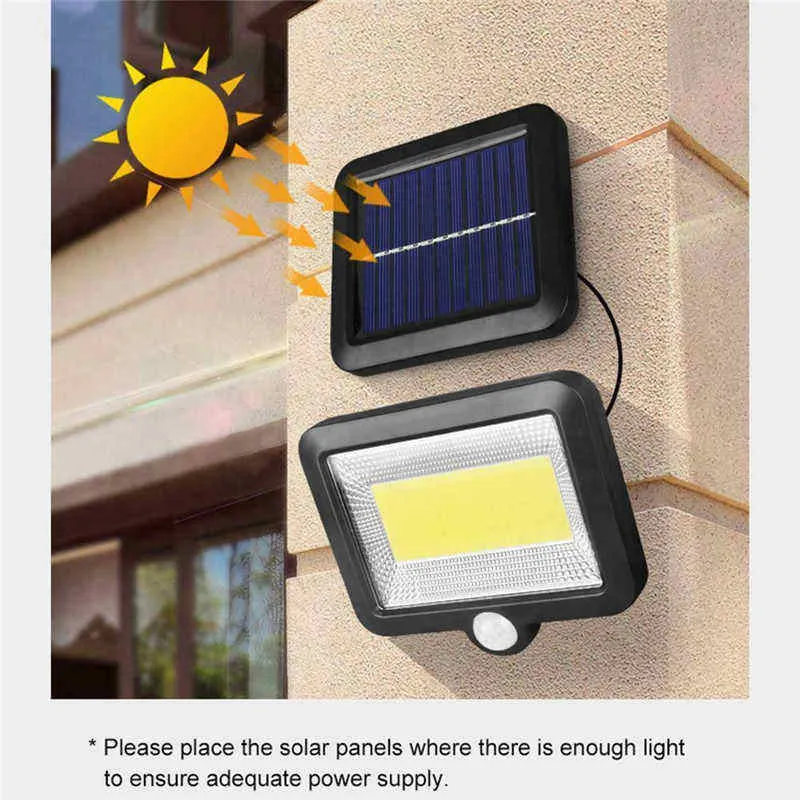 Iluminação Solar com Sensor de Movimento LED COB para Segurança Noturna no Jardim Externo 100