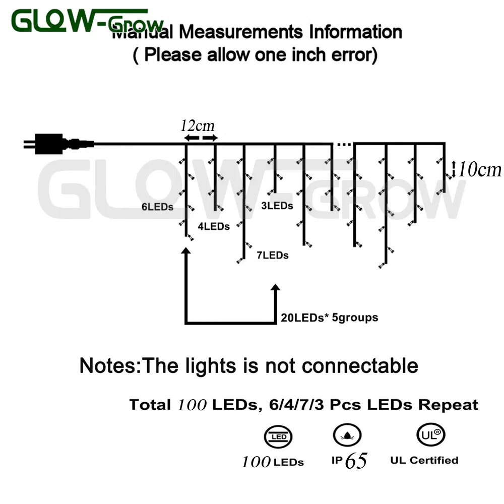 IP65 Impermeável 2.5*0.7m 100LED Fio de PVC Luz de Fada LED Branca Quente para Decoração de Natal ao Ar Livre em Casa