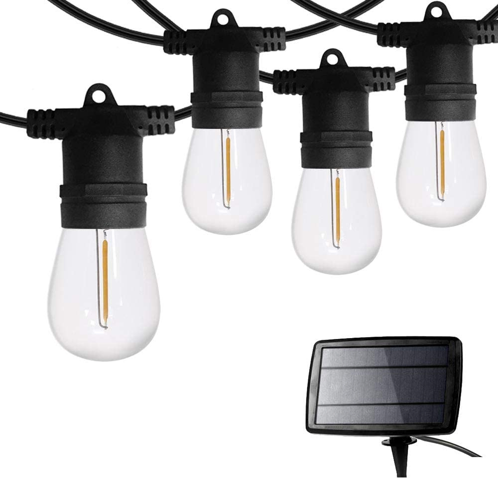 Luzes de Cordão Solar para Exterior 27FT com 1.5W Lâmpadas LED Vintage Edison de Grau Comercial à Prova de Intempéries para Decoração de Casa, Café e Luzes de Pátio