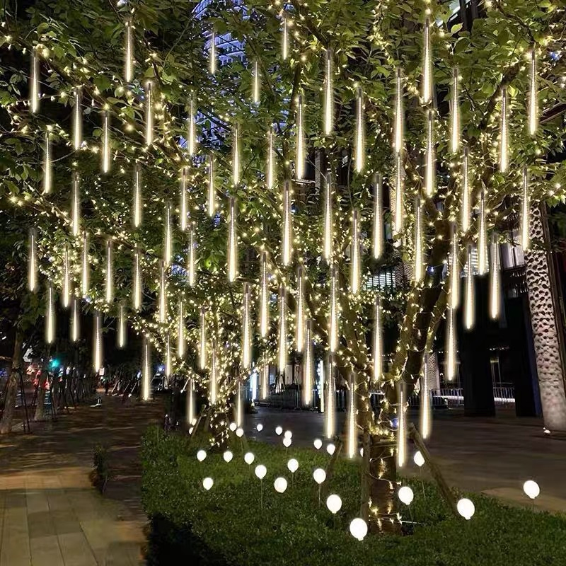 Árvore de Natal Decorações Brancas Luzes Casamento Festa Luzes de Chuva Meteoros