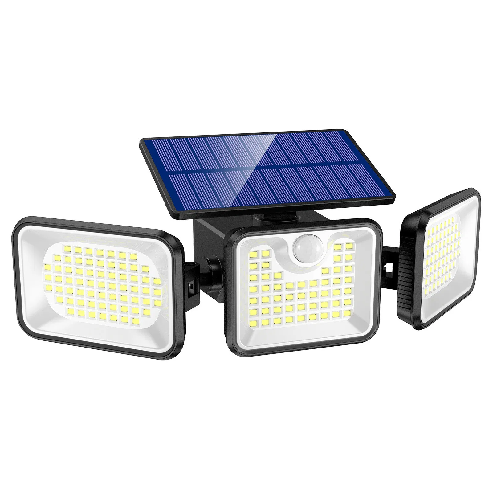 Luzes de Jardim Solares para Exterior de Alta Brilho IP65 À Prova d'Água 3 Cabeçotes com Ângulo Ajustável Sensor de Movimento Luz de Parede Solar LED