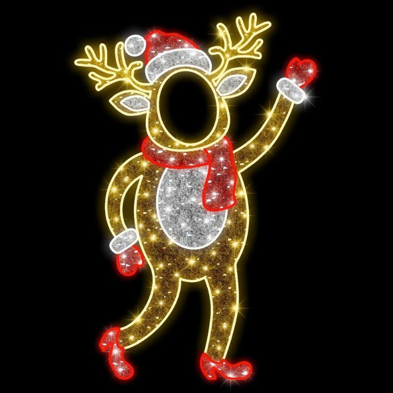 Iluminação de Projetor de Motivo de Rena LED para Exterior 3D Ornamento de Natal Luzes de Jardim