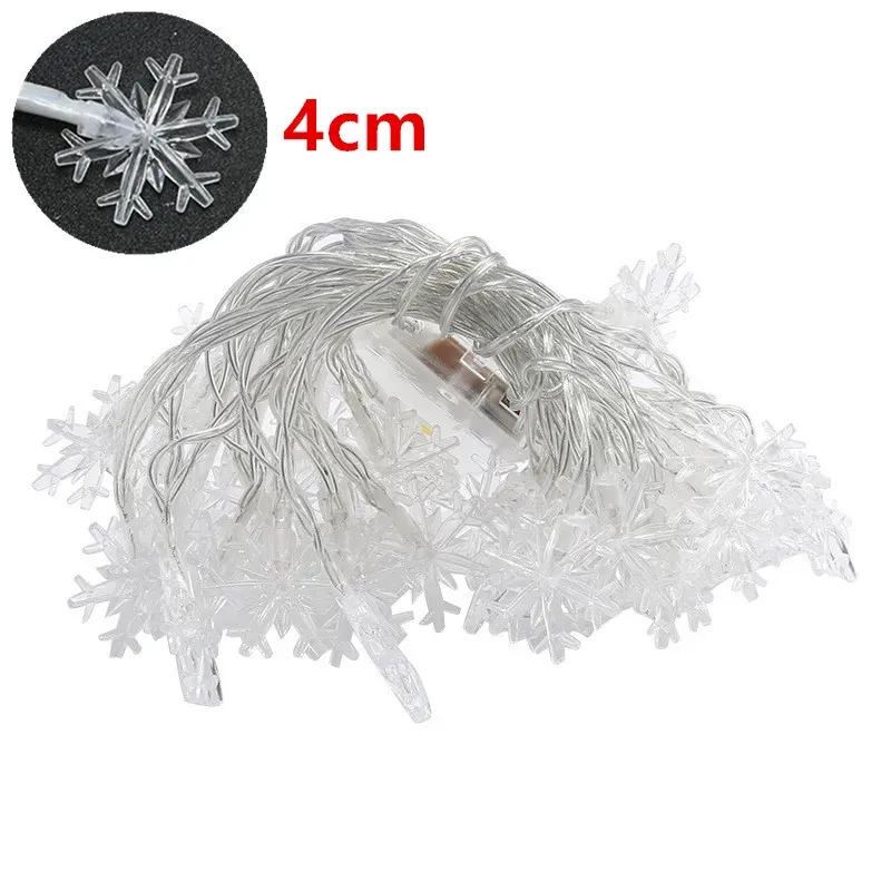 Cortina de Luzes de Natal com Guirlandas Internas, Fita de Luzes de Fada, Alimentada por Bateria, LED Branco Quente, Lâmpada de Floco de Neve
