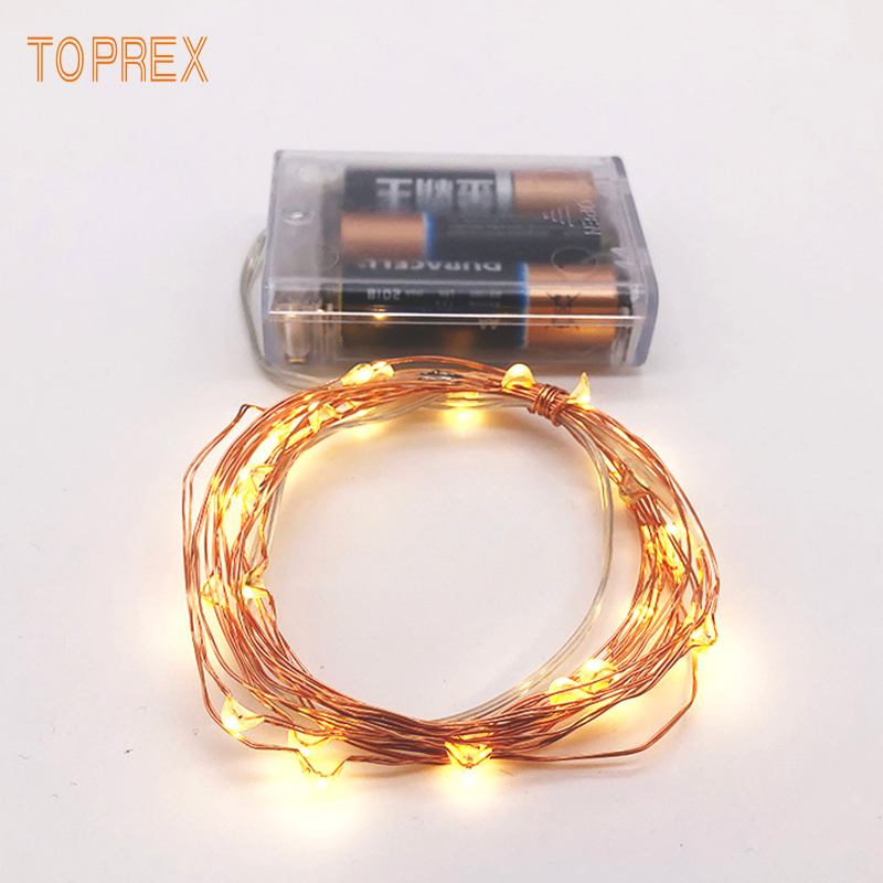 Enfeites de Árvore de Natal Temáticos Luzes de Fada LED com Fio de Cobre Puro Branco Quente Alimentadas por Bateria para o Quarto