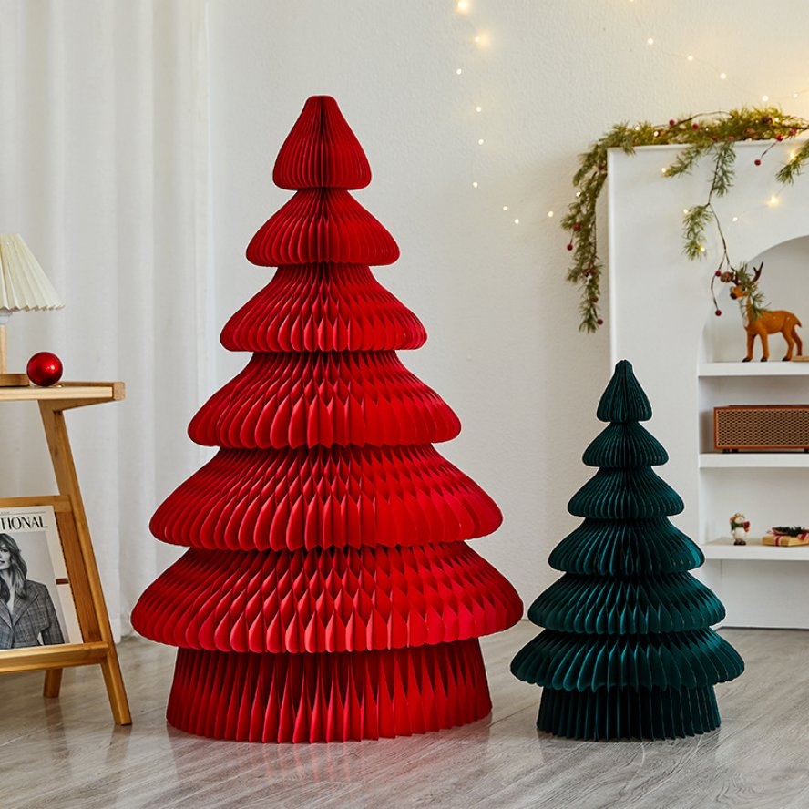 em Promoção Artesanal Personalizado Papel 3D Dobrável Árvore de Natal Ornamentos do Papai Noel Decoração Produto de Presente para Encosta da Montanha