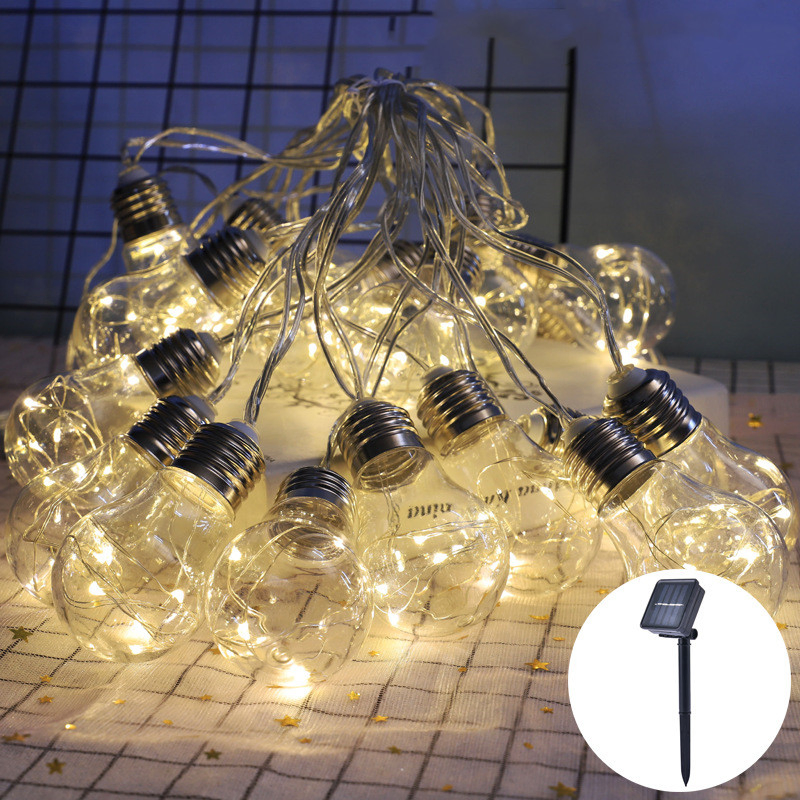 Luzes de Cordão com Lâmpadas Vintage Solar Edison para Deck, Quintal, Tendências e Decoração de Festa