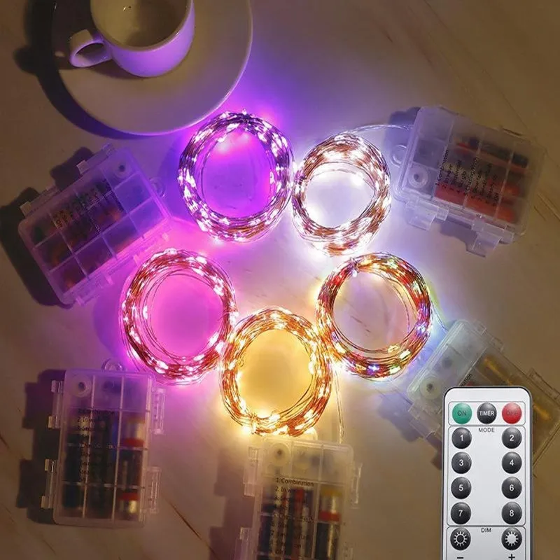 Fios de Luzes de Natal LED Decoração para Casa Impermeável Branco Quente Branco Frio/RGB Color10m 100m 200m Luzes de Fada LED com Controle Remoto Carregamento USB