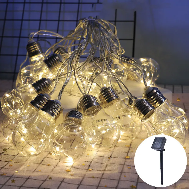 Luzes de Cordão com Lâmpadas Vintage Solar Edison para Deck, Quintal, Tendências e Decoração de Festa