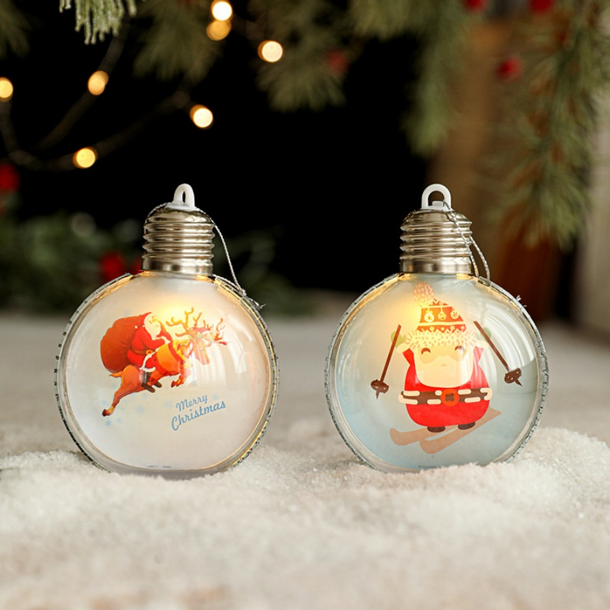 Produto de Decoração de Natal Artesanal Premium OEM, Bola Transparente Brilhante, Ornamentos de Natal do Papai Noel, Disponível em Estoque para Campo de Golfe
