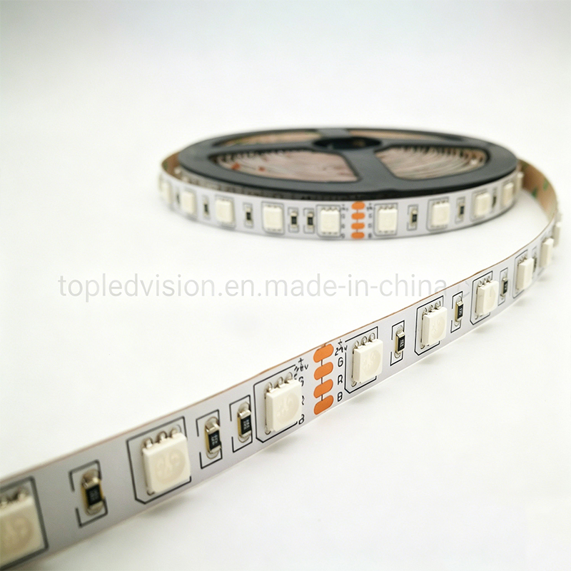 24V SMD5050 Fita LED RGB IP68 Fita Flexível à Prova d'Água Certificada CE para Decoração de Casa e Exterior
