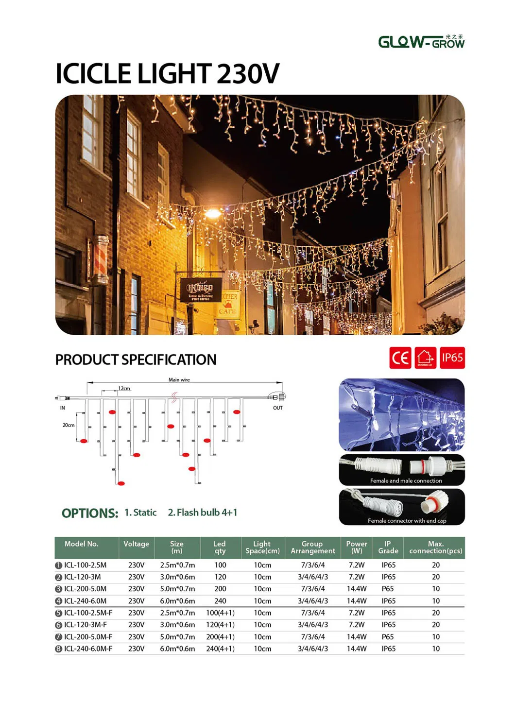 IP65 Impermeável 2.5*0.7m 100LED Fio de PVC Luz de Fada LED Branca Quente para Decoração de Natal ao Ar Livre em Casa