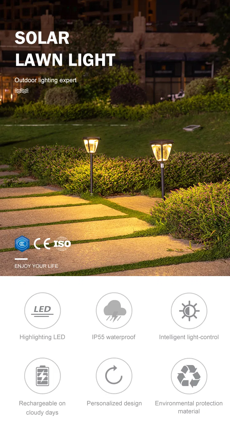 Lanterna de Jardim com Estaca Solar LED à Prova d'Água para Caminho Externo