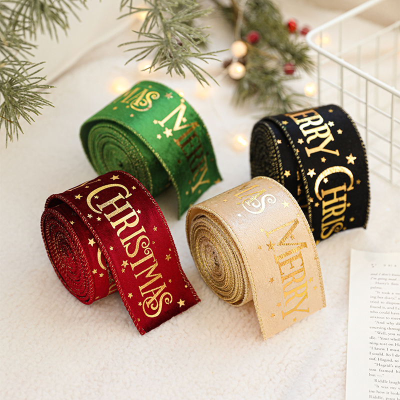 Produto Novo ODM Boutique Personalizado Fita de Natal Flock Santa Ornamentos Decoração para Porta da Frente