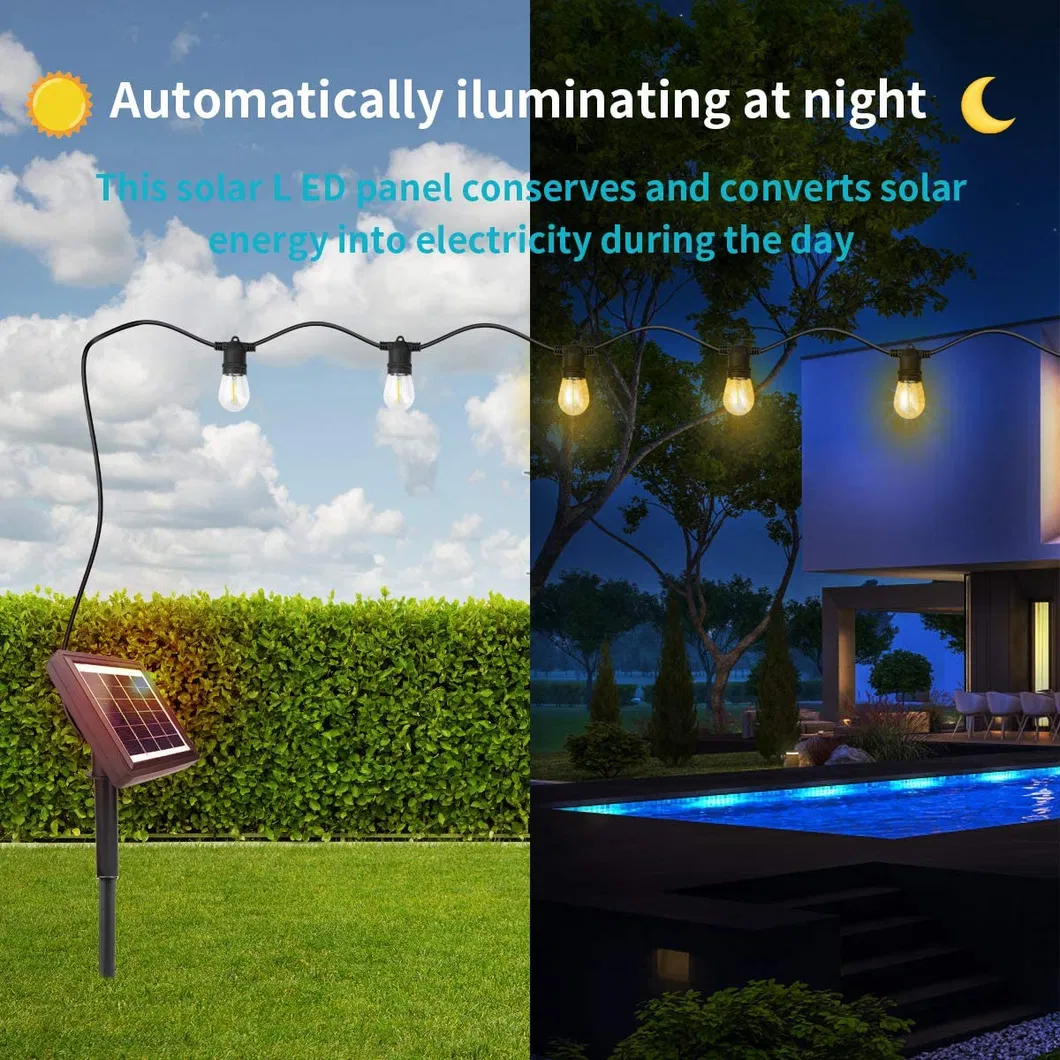 Luzes de Cordão Solar para Exterior 27FT com 1.5W Lâmpadas LED Vintage Edison de Grau Comercial à Prova de Intempéries para Decoração de Casa, Café e Luzes de Pátio