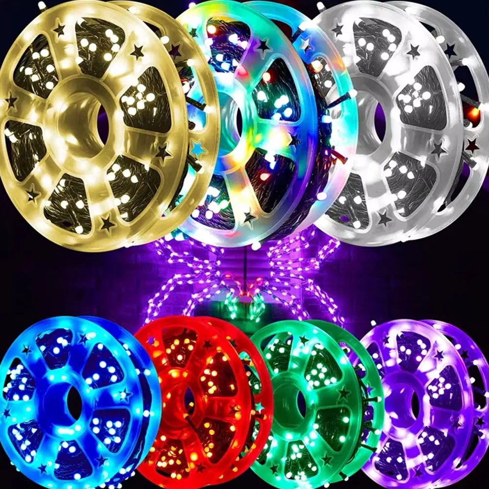 EU Plug 50m Por Rolo 240LEDs 220V Luzes de Natal em Corda com Bolas Foscas 8 Modo Branco Quente Colorido Luzes de Fadas para Casamento Decoração Opulenta