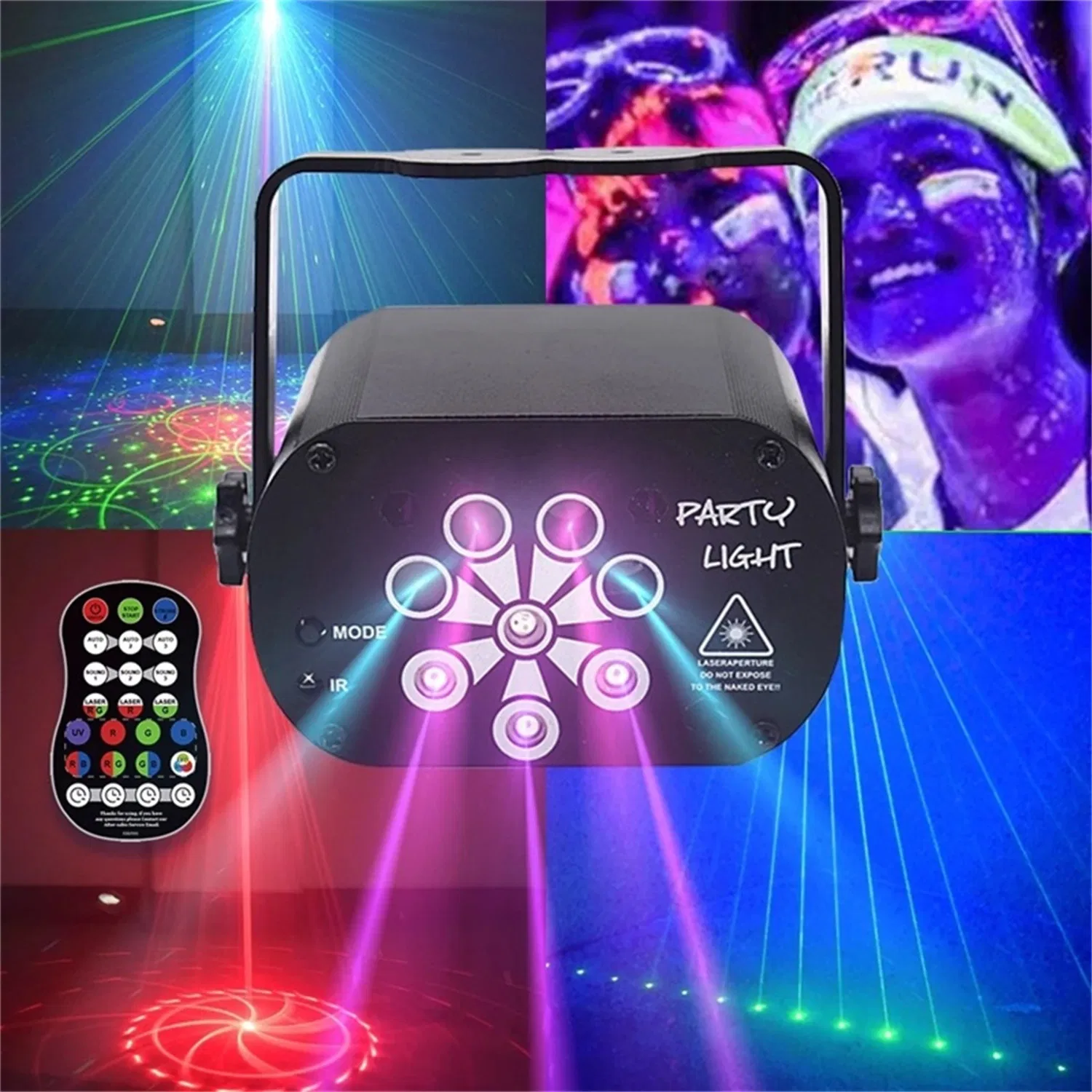 Luz de Disco LED RGB UV USB 8 Projetor de Buracos Luz de Disco para Festa DJ de Natal Casamento Bar Lampada de Disco