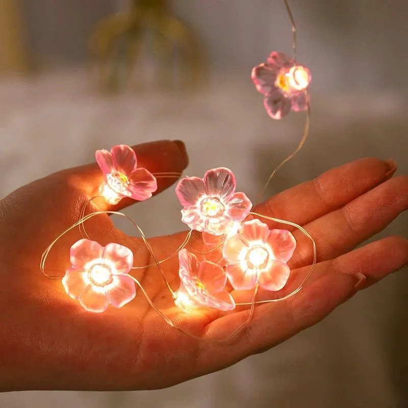 Guirlanda de flores de cerejeira com luzes de fada LED