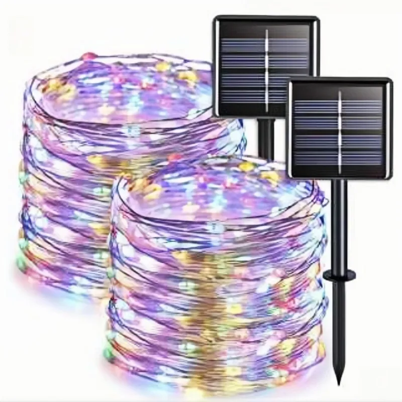 Iluminação de Natal em Cordão de Luzes LED Solar à Prova d'Água Quente Branca para Decoração de Fadas