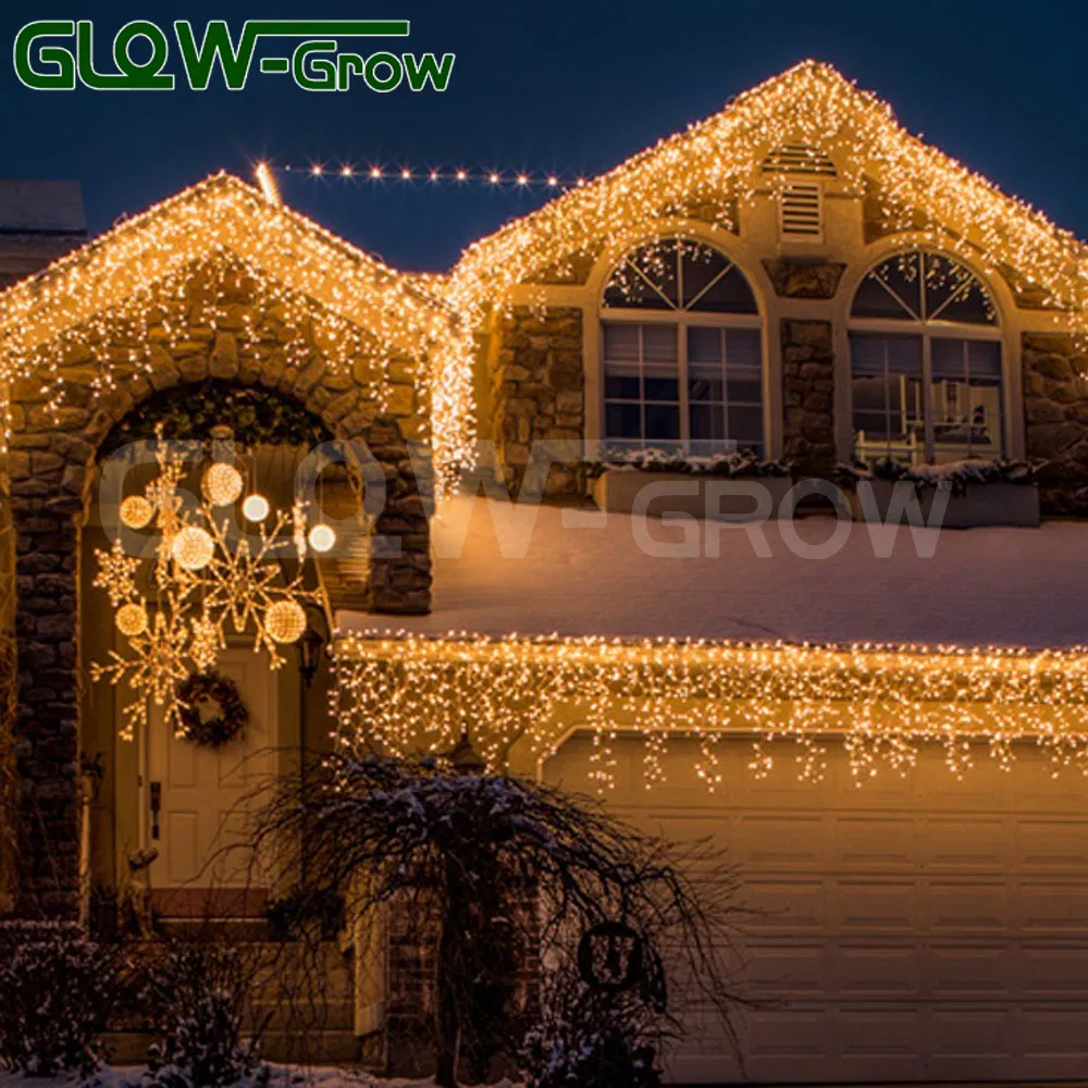 Luz de Fada Icicle LED Conectável à Prova d'Água Branco Quente IP65 para Decoração de Casa e Jardim ao Ar Livre durante as Festas