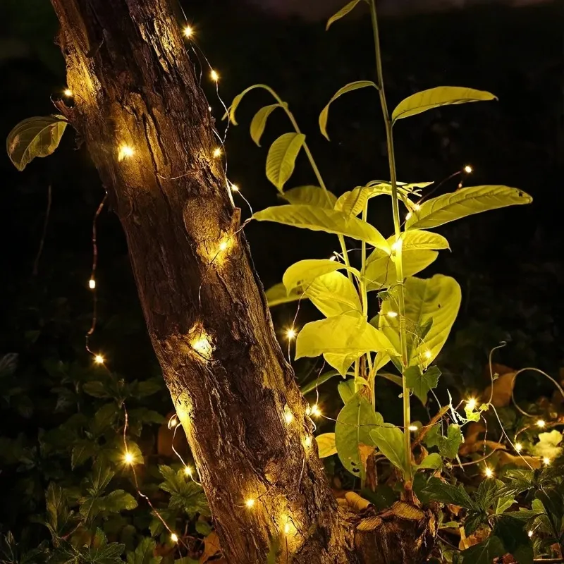 Iluminação de Natal em Cordão de Luzes LED Solar à Prova d'Água Quente Branca para Decoração de Fadas