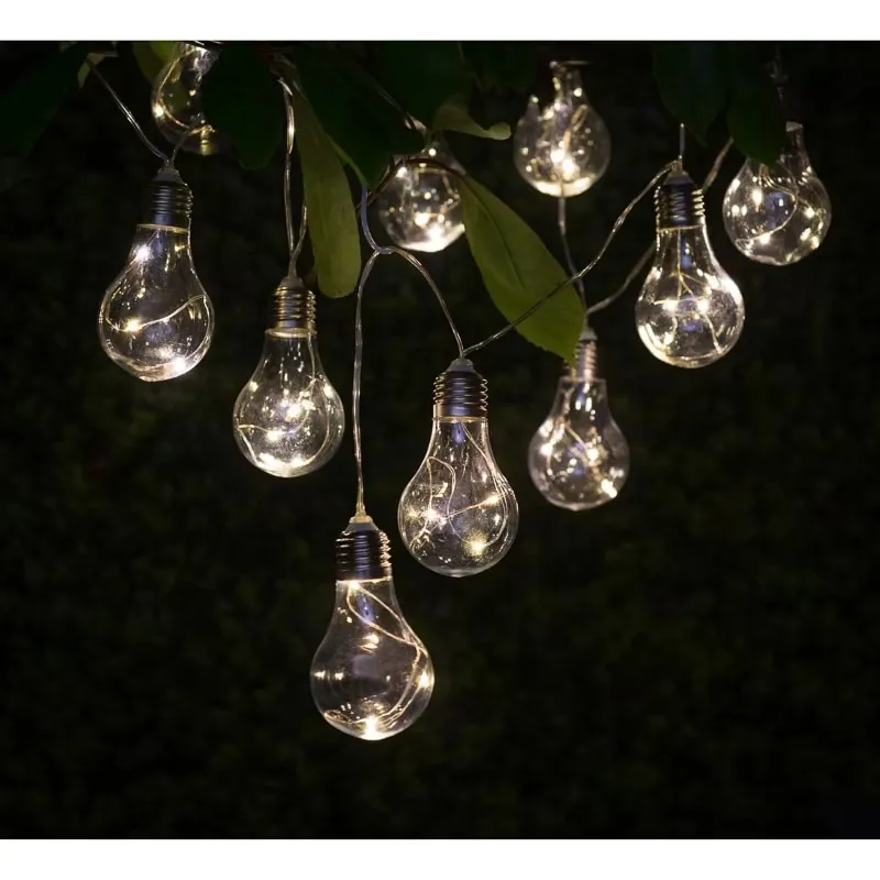 Luzes de Cordão LED Edison Vintage com Energia Solar, Luzes para Pátio Externo à Prova d'Água