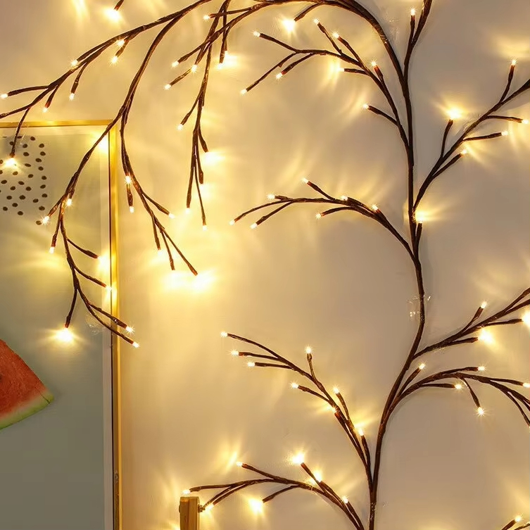 Luzes de Cordão de Videira Willow 7.55FT LED à Prova d'Água Luzes de Planta Artificial em Ramo 144LED Luz de Faixa de Videira Lâmpada de Parede