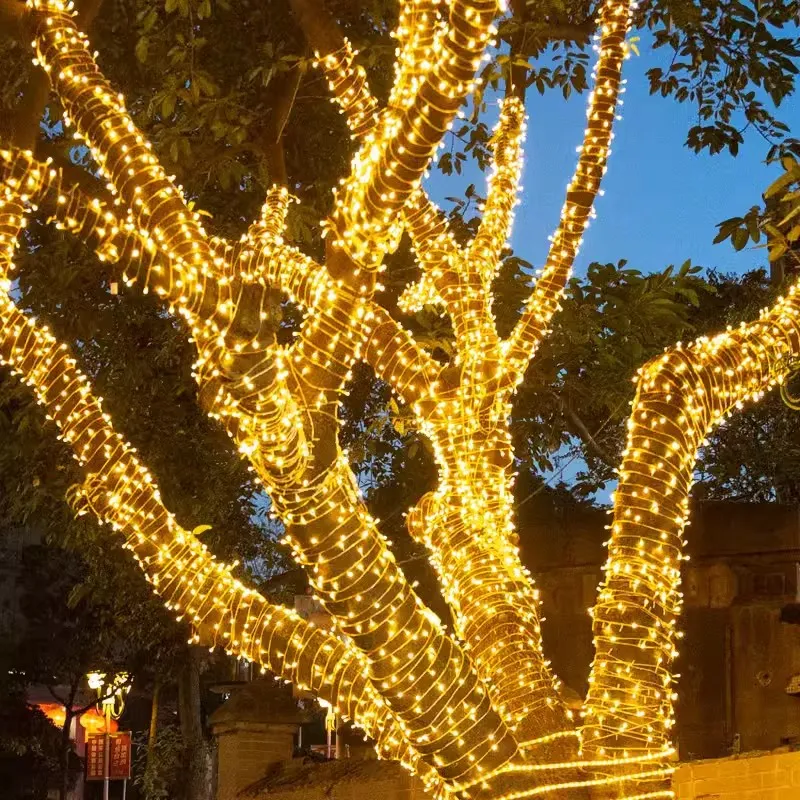 Guirlanda de Borracha Decoração de Natal de Fada Iluminação ao Ar Livre Conectável Uso de Projeto Luzes de Cordão LED 10m