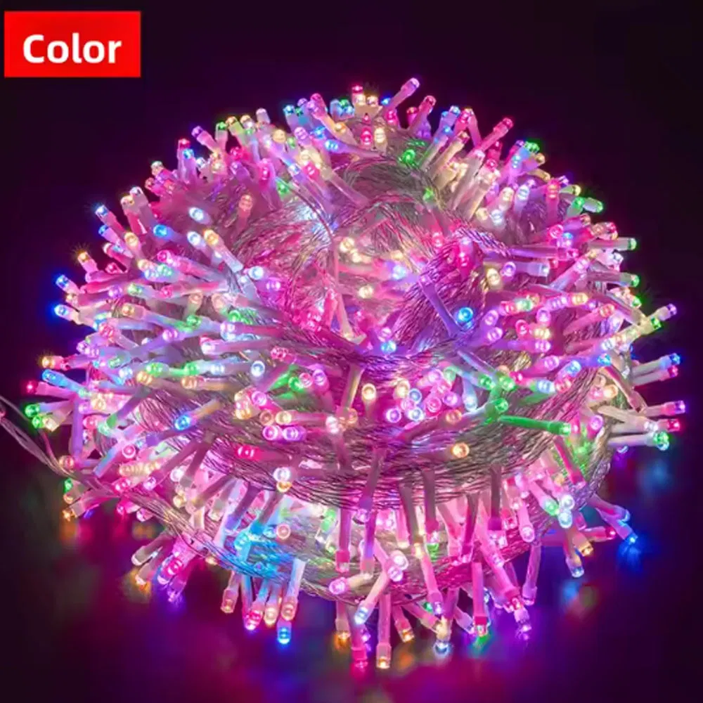 Decoração de Natal Solar Luzes de Natal LED Cordão de Luzes 100 Cordões de Luz LED 220V À prova d'água Opulenta Decoração de Festa de Casamento ao Ar Livre para as Férias