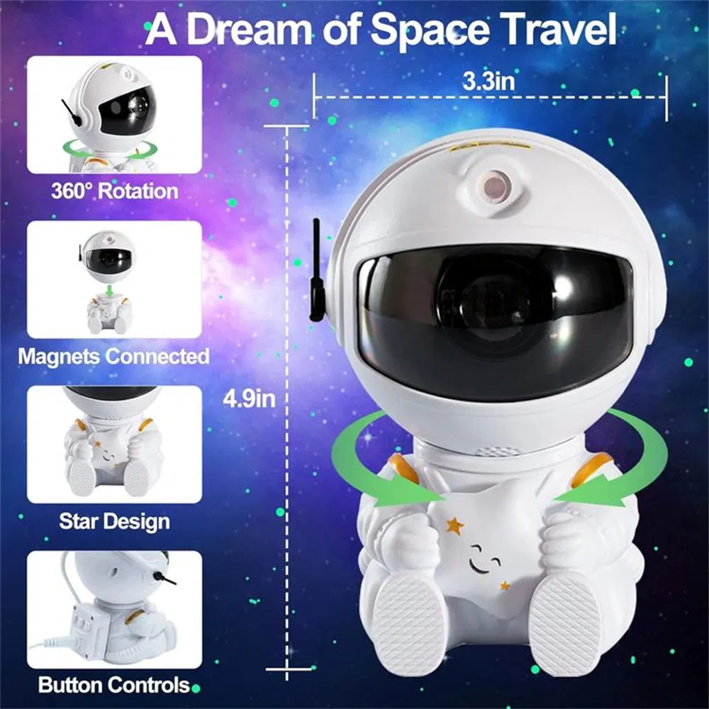 Luz Noturna LED Inspirada na Agência Espacial Europeia Galaxydreams Projetor de Estrelas para Crianças Lâmpada ABS Decoração de Quarto Presente de Natal