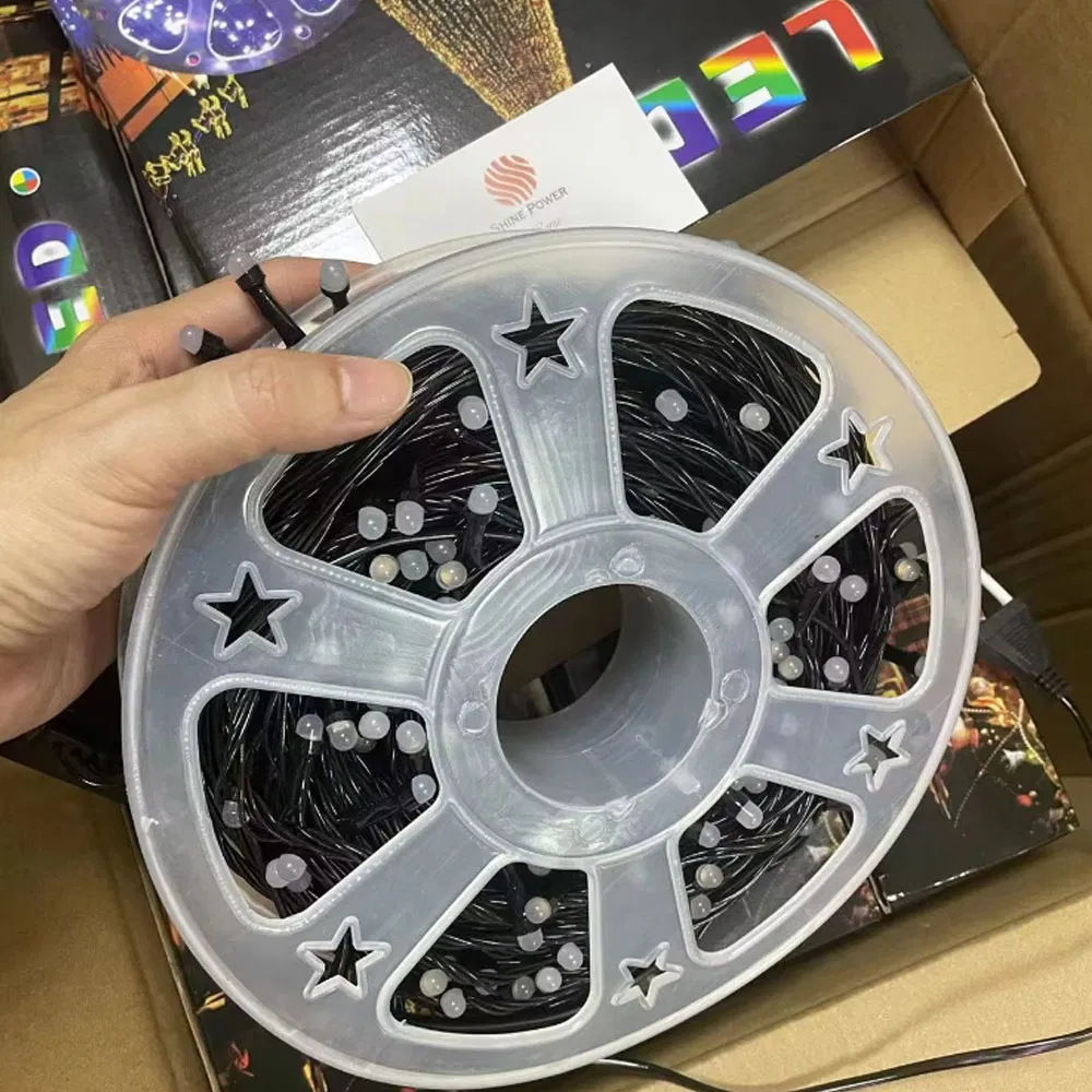 EU Plug 50m Por Rolo 240LEDs 220V Luzes de Natal em Corda com Bolas Foscas 8 Modo Branco Quente Colorido Luzes de Fadas para Casamento Decoração Opulenta