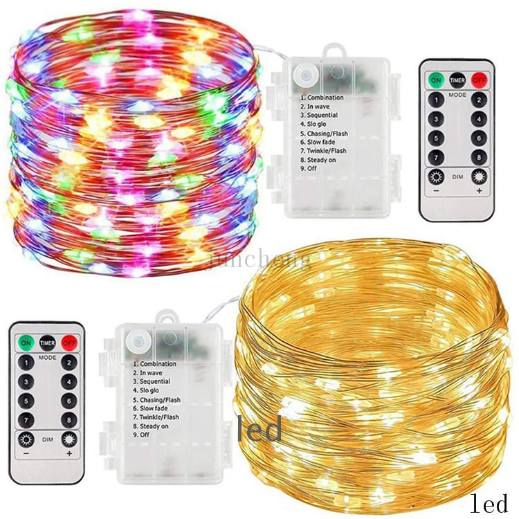 Fios de Luzes de Natal LED Decoração para Casa Impermeável Branco Quente Branco Frio/RGB Color10m 100m 200m Luzes de Fada LED com Controle Remoto Carregamento USB