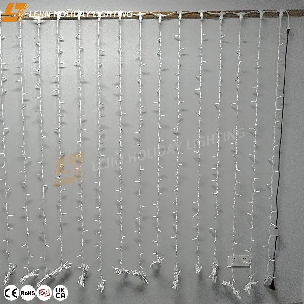 Decoração de Casamento em Shopping Mall para Festival ao Ar Livre à Prova d'Água Personalizada IP65 Luz de Cortina LED de Fio de Borracha Branco Quente