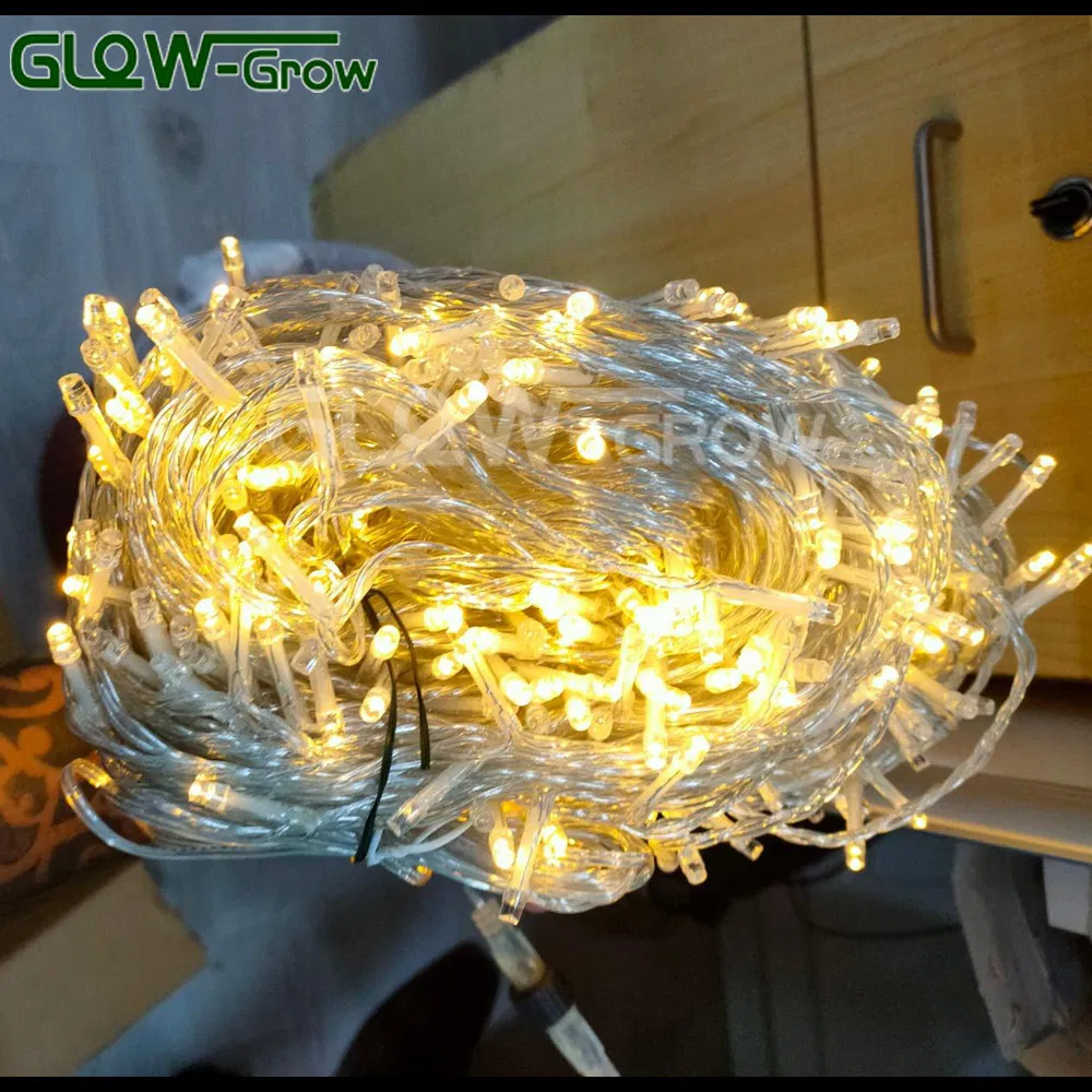 Luz de Fada LED Branca Quente com Fios Transparentes para Decoração de Natal Country para Casa, Jardim, Festa e Casamento