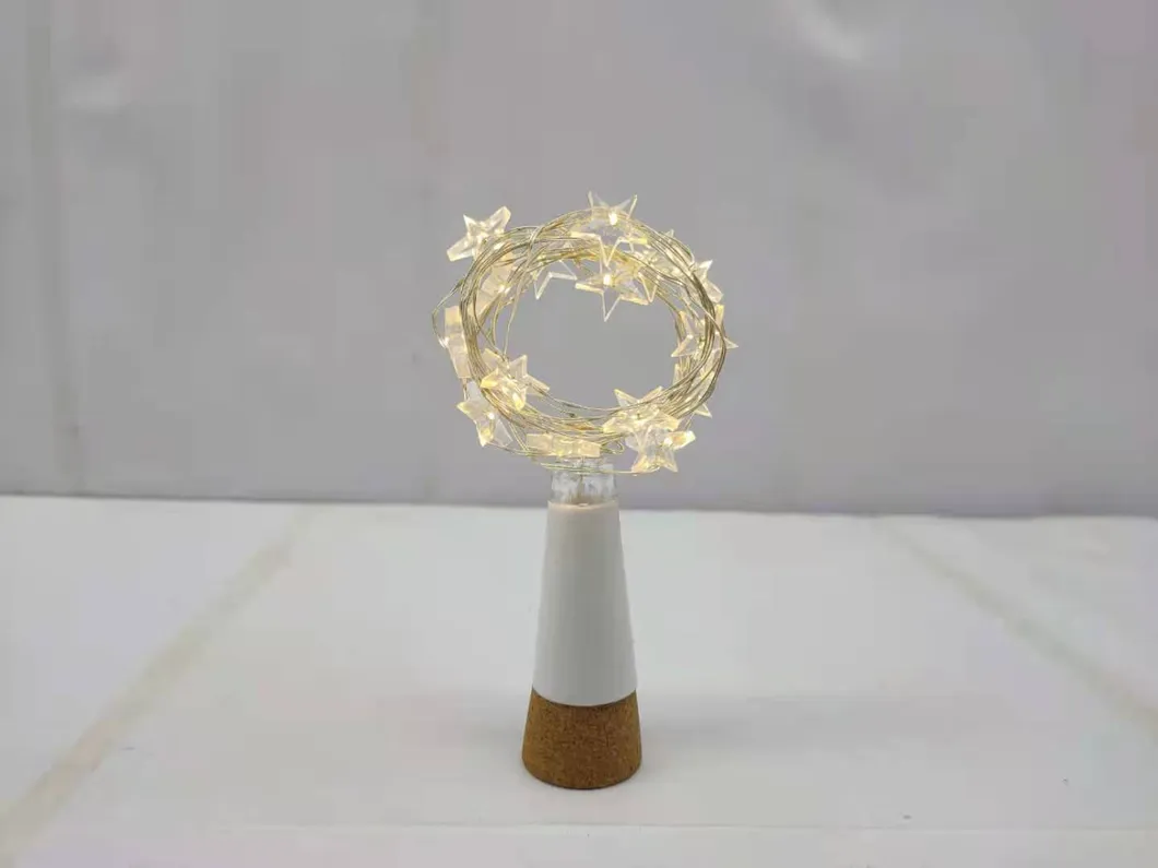 2m Luzes de Cordão 20PCS LED Branco Quente Festa Natal Decoração Casamento Alimentado por Baterias Carregamento USB Luz de Garrafa de Vinho