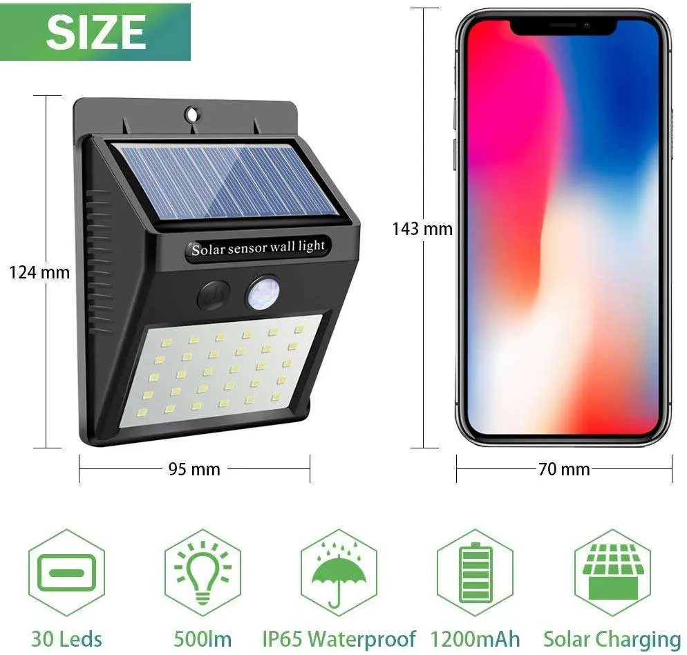 Iluminação de Parede Solar Recarregável