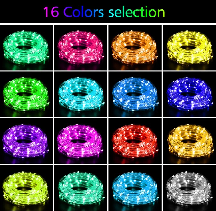 33FT Luzes de Cordão de Micro LED para Exterior com Controle Remoto, 8 Modos de Mudança de Cor à Prova d'Água para Decoração DIY