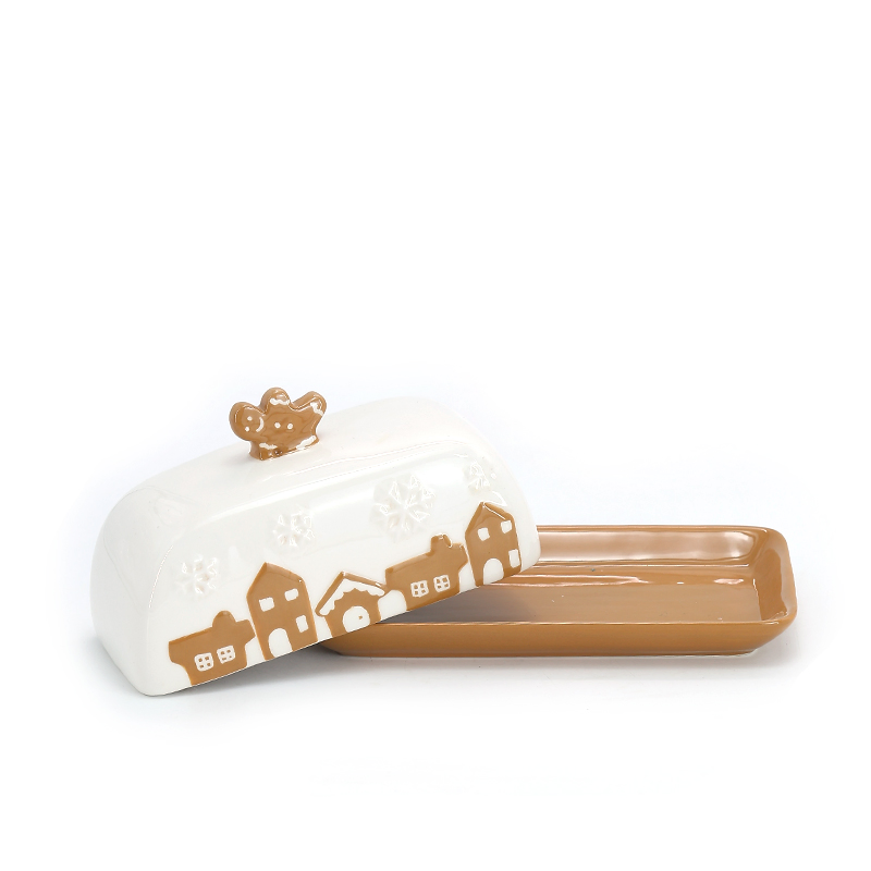 Conjunto de Louças de Natal Colorido Personalizado com Casa de Gengibre, Ornamentos de Papai Noel, Decoração e Produtos de Presente para Praça da Cidade