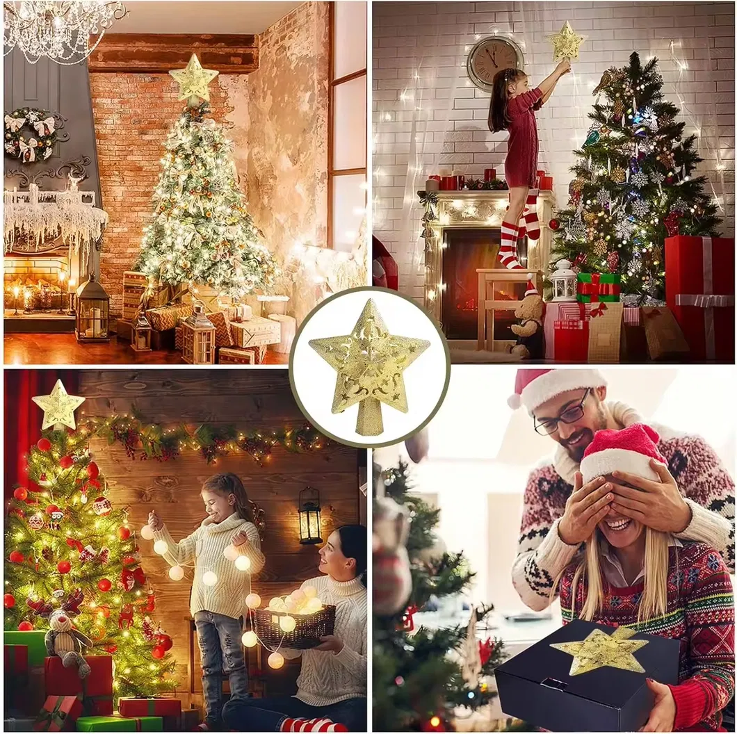 3D Estrela Prateada Oca para o Topo da Árvore de Natal