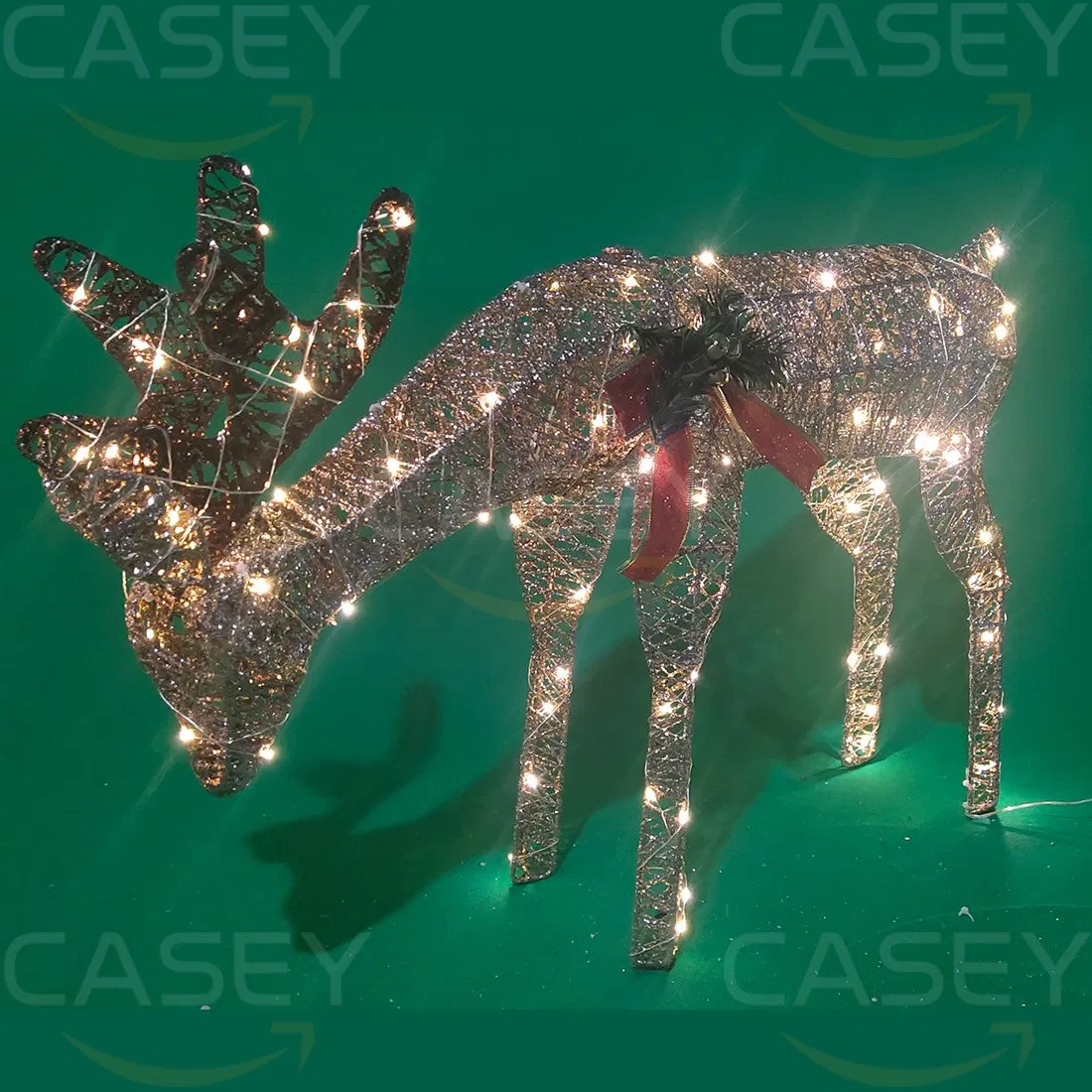 Conjunto de Família de Veados Grandes para Decoração de Natal ao Ar Livre com Luzes LED, Ornamentos de Férias Dourados Brilhantes, Decoração de Jardim para Casa, Gramado e Frente da Casa