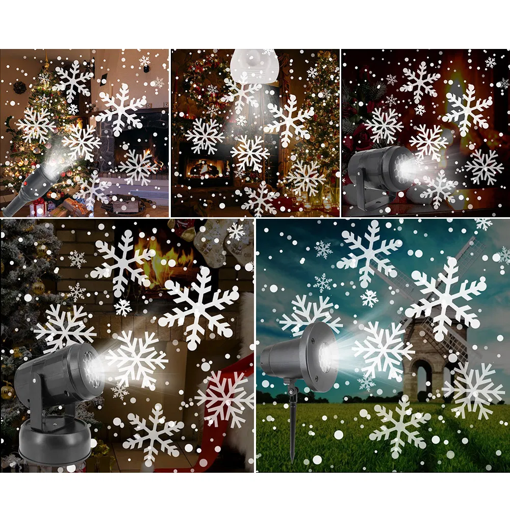 Projetor de Luz de Neve de Natal, Luz de Projeção de Floco de Neve LED Rotativa à Prova d'Água, Luz de Projeção de Natal LED