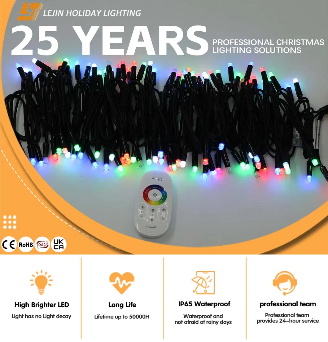 DMX 512 Programável DIY Ao Ar Livre Impermeável Borracha 10m 66V Personalizado Fada Natal Árvore Festival Decoração Luzes de String LED RGB