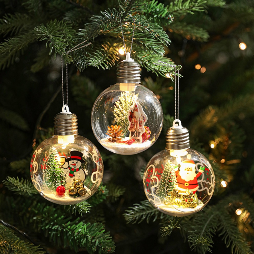 Produto de Decoração de Natal Artesanal Premium OEM, Bola Transparente Brilhante, Ornamentos de Natal do Papai Noel, Disponível em Estoque para Campo de Golfe