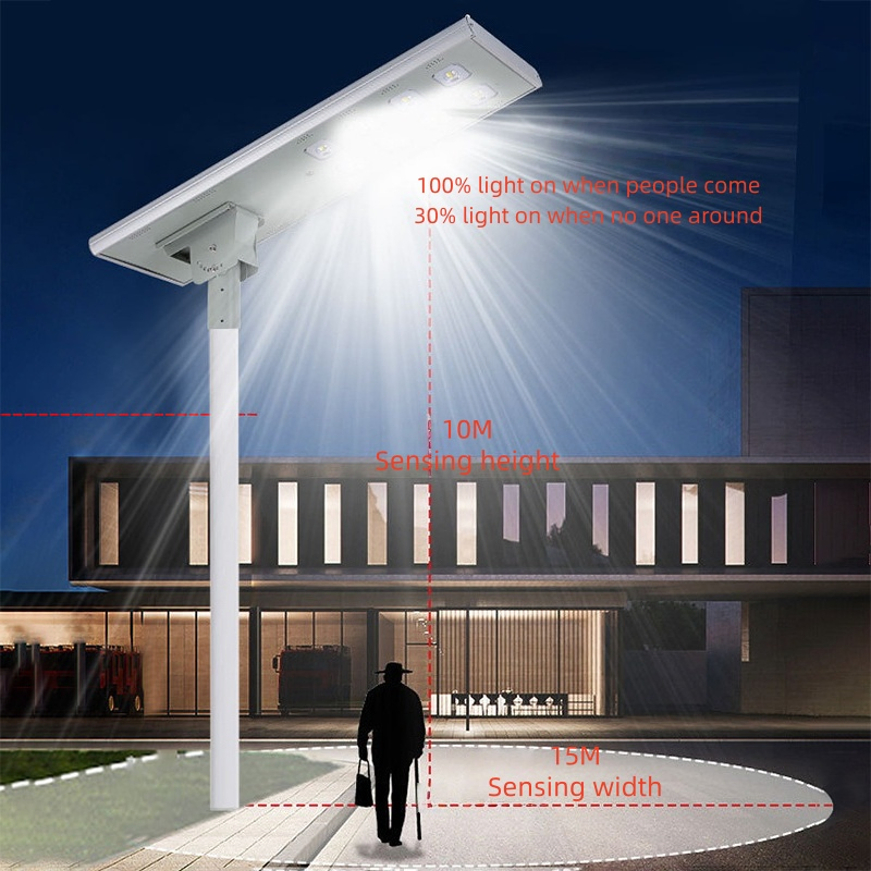 Lâmpadas de Rua de Alta Brilho com LED Solar, Controle Remoto, Sensor de Movimento, Farolas Solares