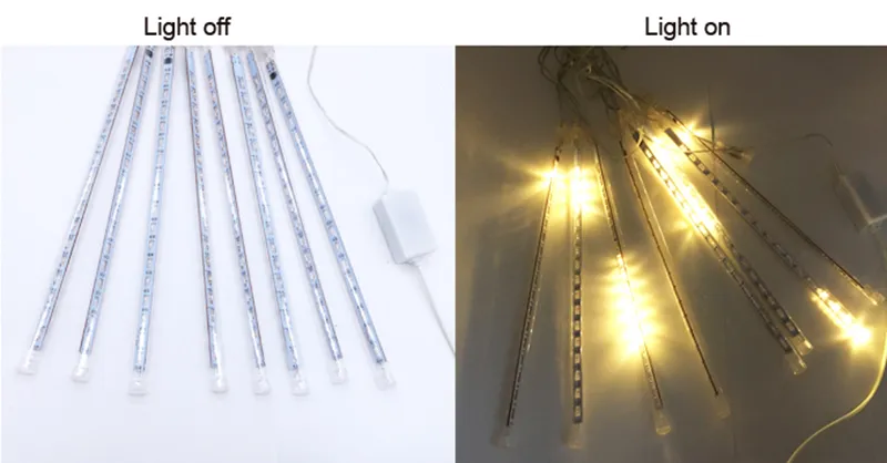 50cm 8 Tubos Luzes de Natal Decoração Externa Tubo Mini LED Luzes de Chuva de Meteoros