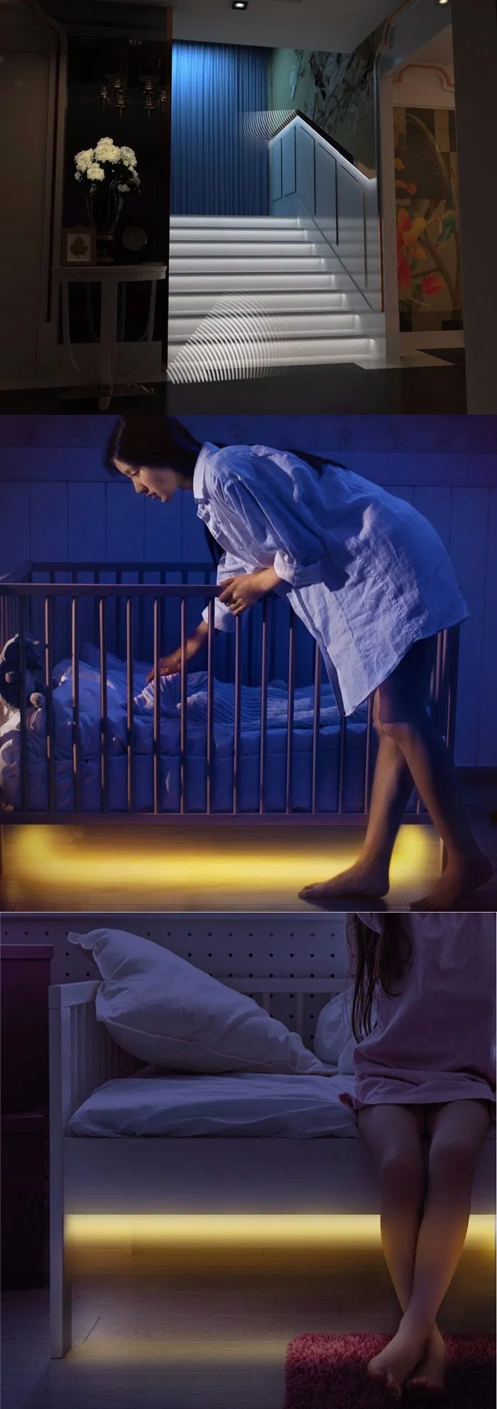 Fita de Luz com Sensor de Movimento PIR 4AA Alimentada por Bateria Ativada para Iluminação de Quarto
