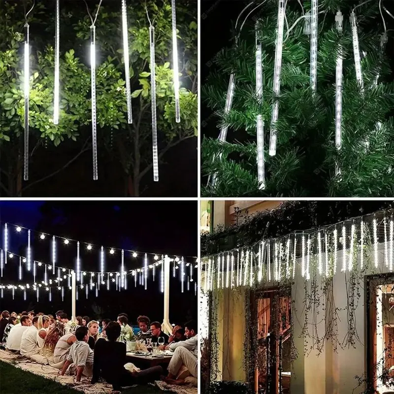 Árvore de Natal Decorações Brancas Luzes Casamento Festa Luzes de Chuva Meteoros