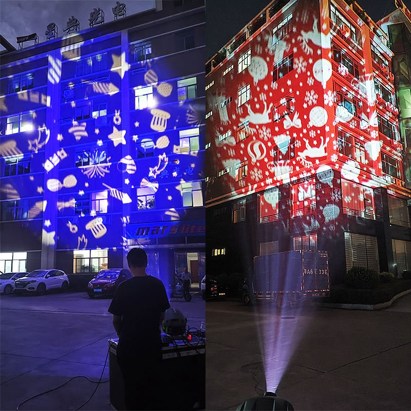 Marslite 300W Projetor Gobo Personalizado IP66 Projetor de Logo de Natal LED de Alta Brilho para Publicidade Luzes de Publicidade Externa